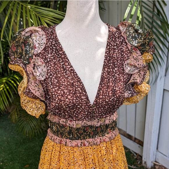 Like New Ulla Johnson Ivy Silk Ruffle Sleeve Floral Mini Dress, Size 2 - Picture 6 of 6